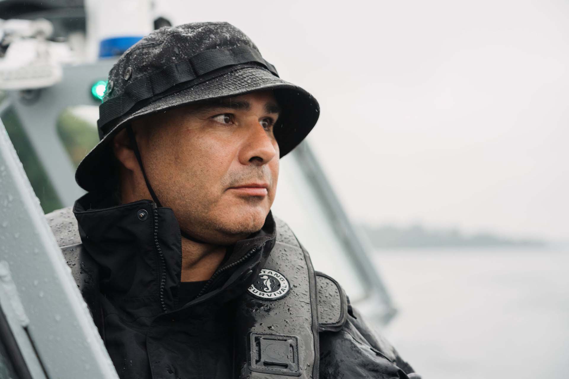 Akwesasne Mohawk police officers on a boat