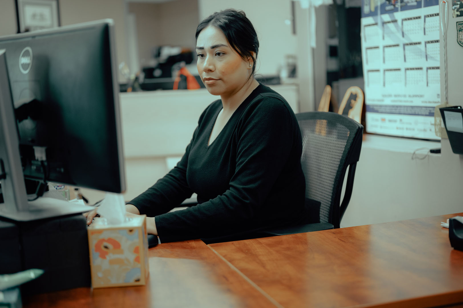 office worker on a computer