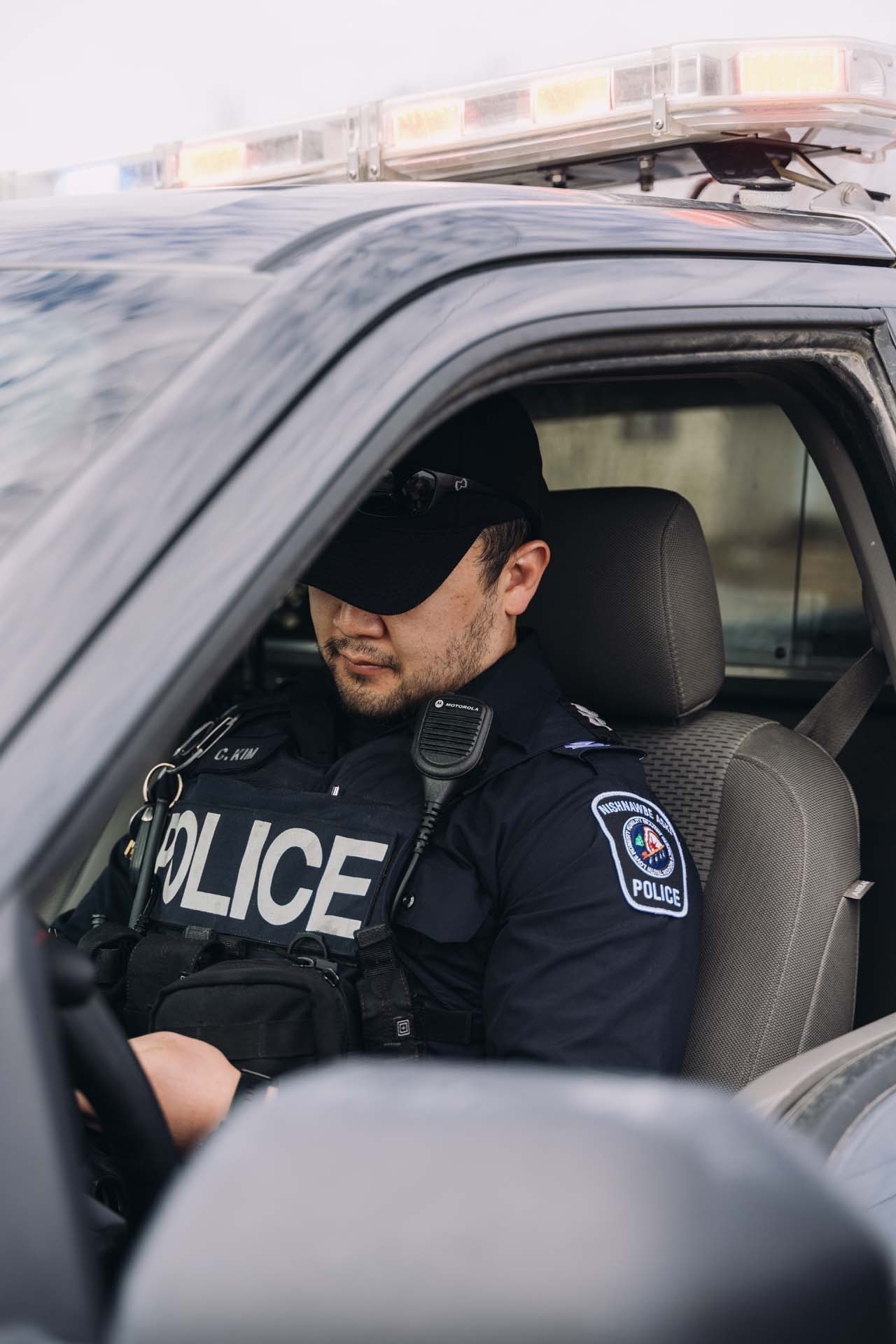 Nishnawbe Aski Police Service officer in a vehicle