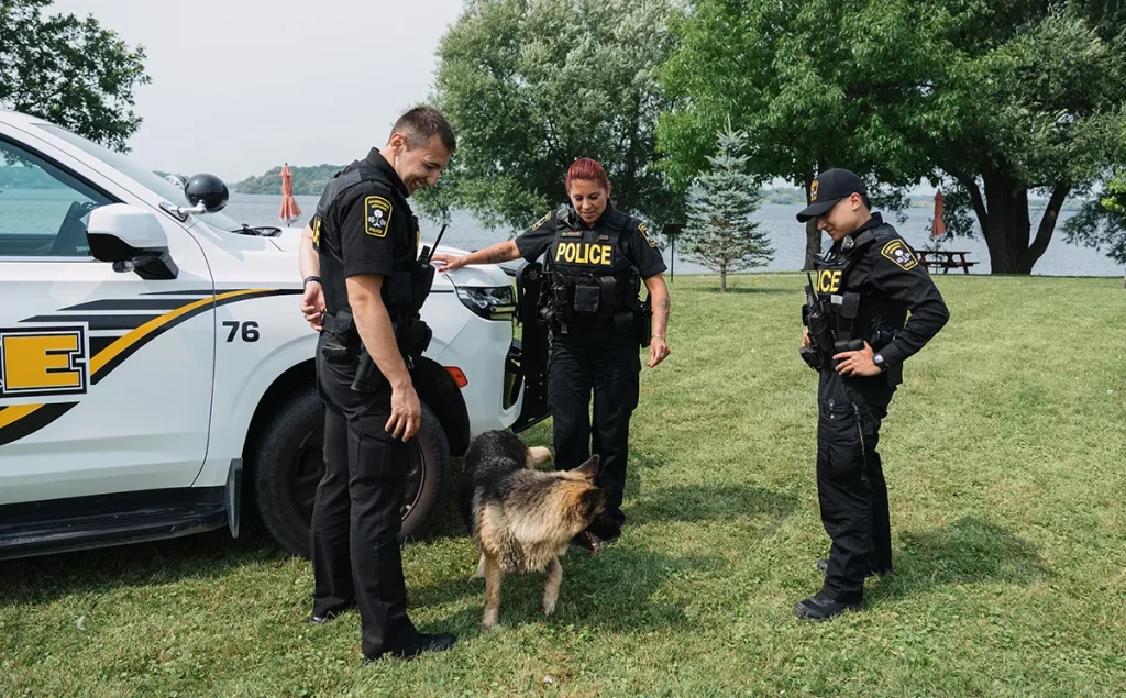 amps police with a dog